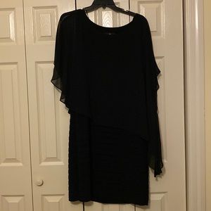Cocktail dress with sheer capelet attached